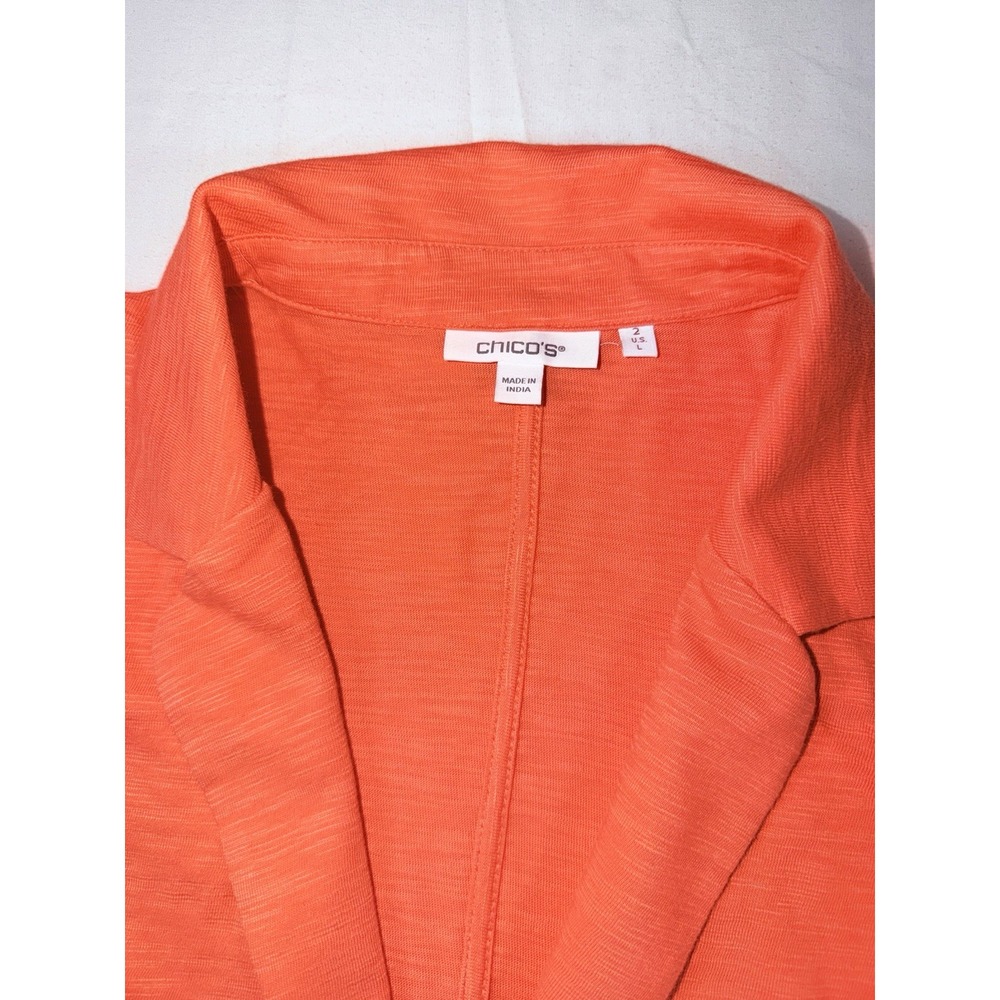 Chico's lightweight orange/coral open-front blazer/cardigan Size L
